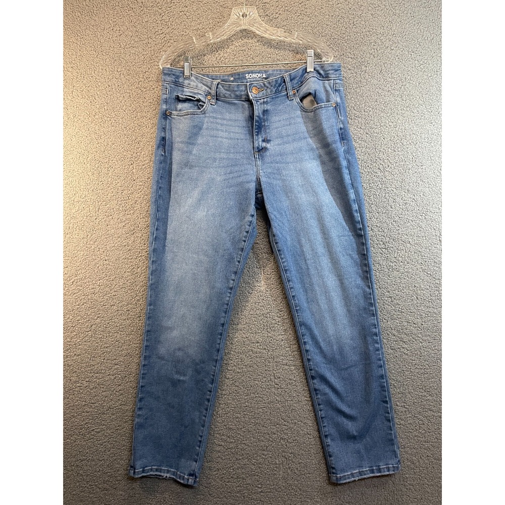 Sonoma Jeans Womens Size 16 Blue Straight Leg Ankle High Rise Pants